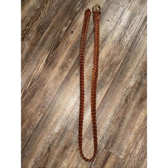 Brighton Vintage Y2K Equestrian Western Solid Brass Braided Leather Belt 42 - Picture 9 of 12